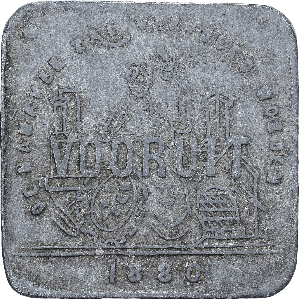Belgium, Vooruit, 1 Broodkaart, Gent, 1880, VF(30-35), Zinc