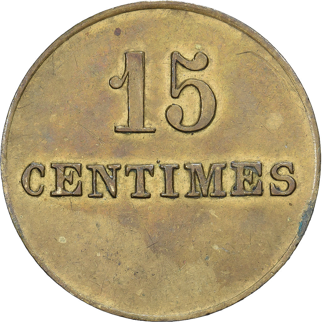 France, 15 Centimes, Cercle militaire français, Brass, EF(40-45)
