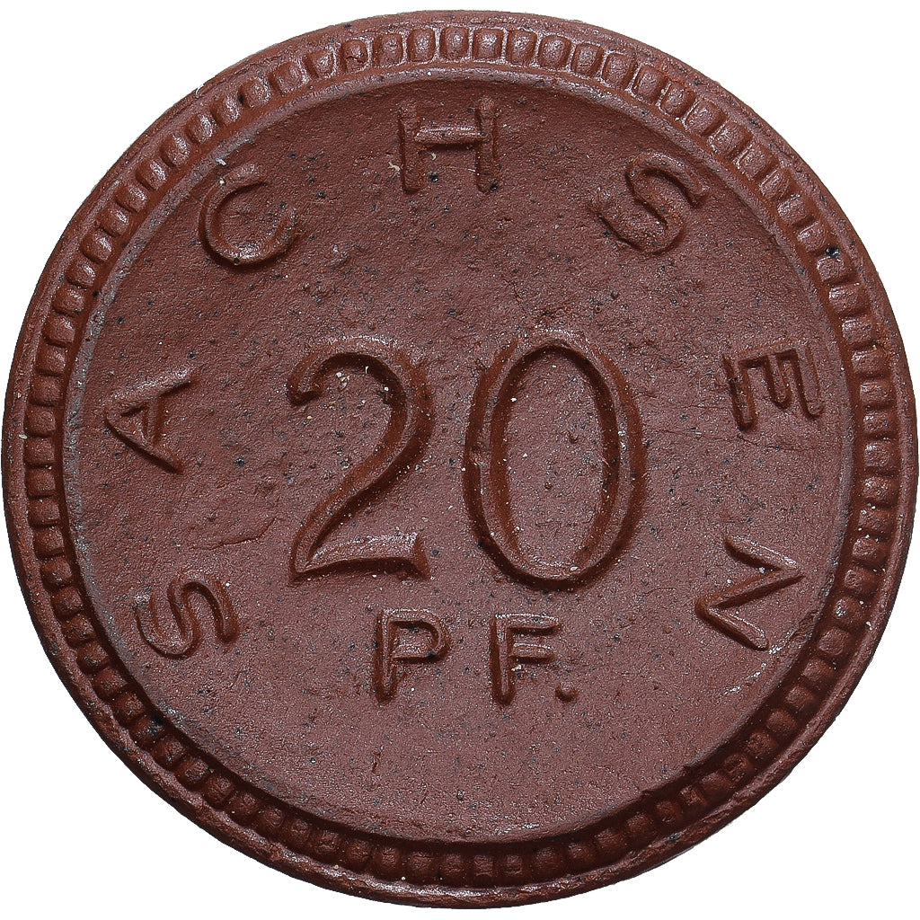 Allemagne, Stadt Sachsen, 20 Pfennig, 1921, SUP, Porcelaine