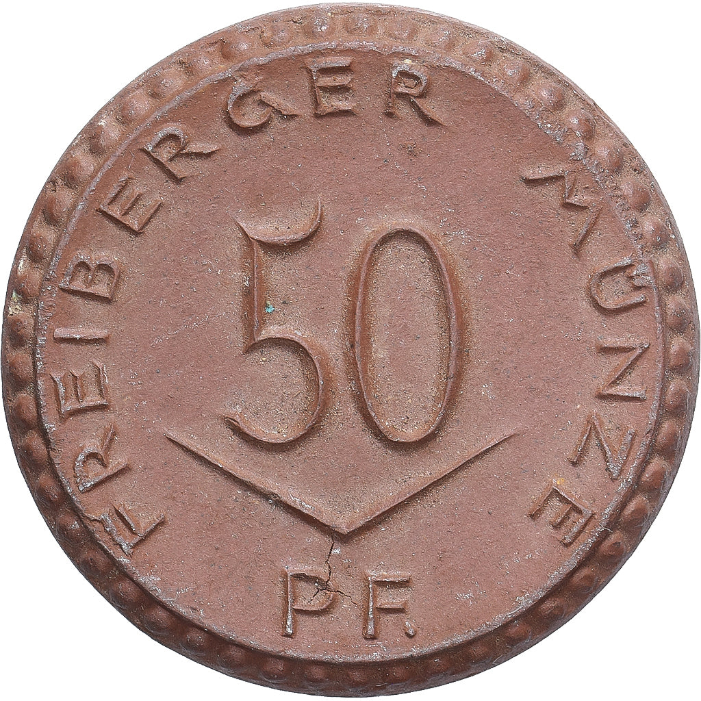 Allemagne, Stadt Freiberg, 50 Pfennig, 1921, SUP, Porcelaine