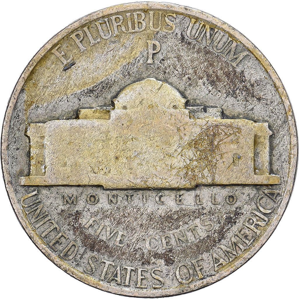 Verenigde Staten, 5 Cents, Jefferson, 1942, Philadelphia, Billon, FR, KM:192a