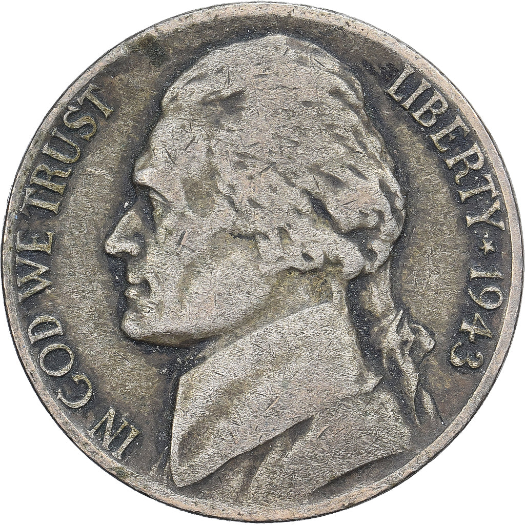 Estados Unidos da América, 5 Cents, Jefferson, 1943, Philadelphia, Lingote