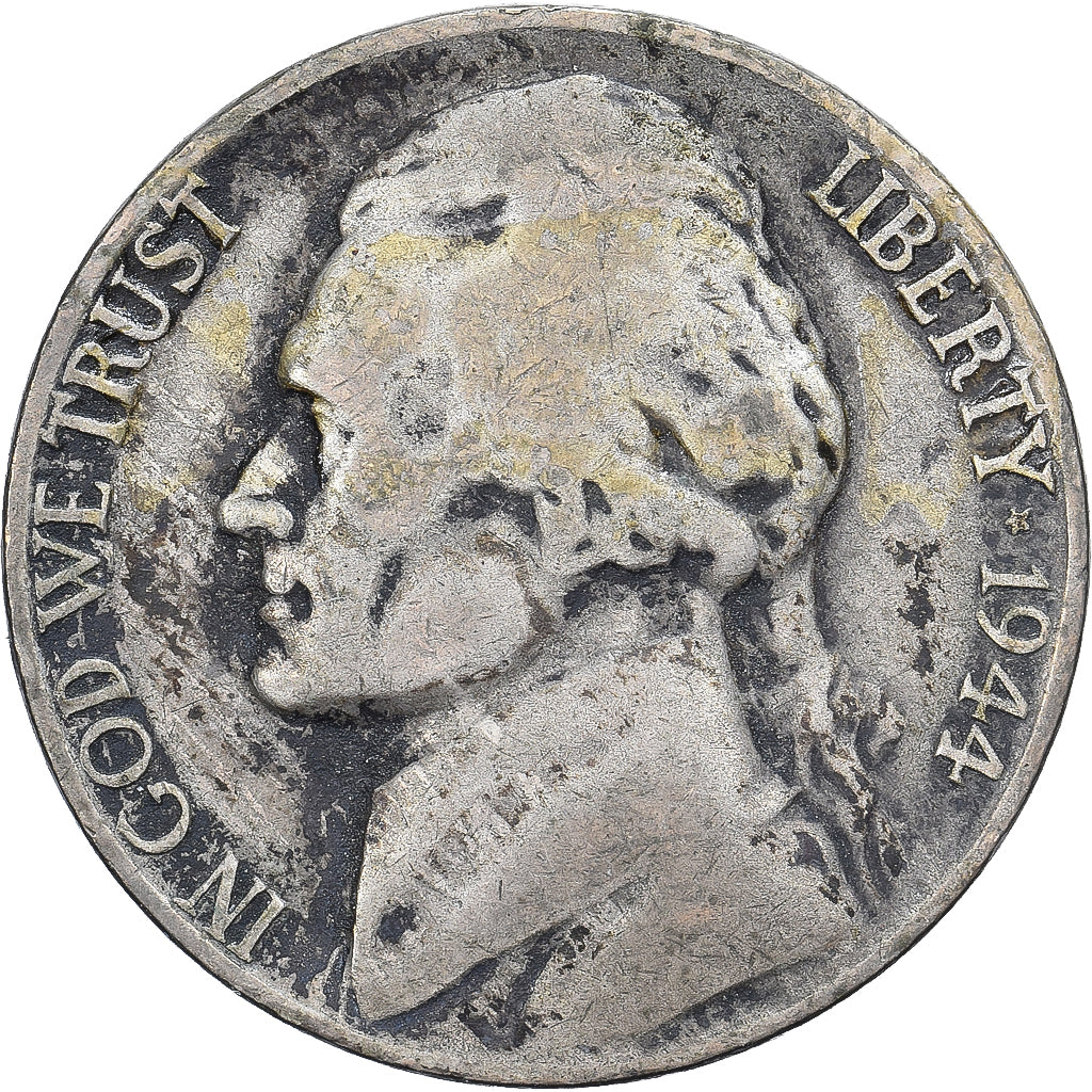 Verenigde Staten, 5 Cents, Jefferson, 1944, Denver, Billon, FR, KM:192a