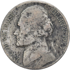United States, 5 Cents, Jefferson, 1944, San Francisco, Billon, VF(20-25)