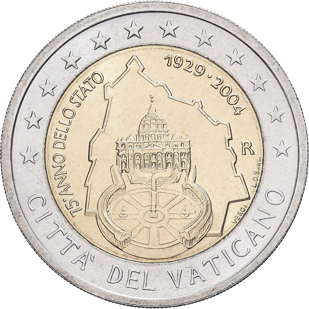 CITTÀ DEL VATICANO, 2 Euro, Foundation of the Vatican, 75th Anniversary, 2004