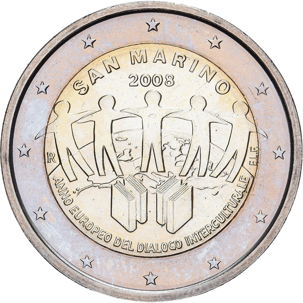 San Marino, 2 Euro, Intercultural Dialogue, 2008, Rome, Bi-Metallic, MS(63)