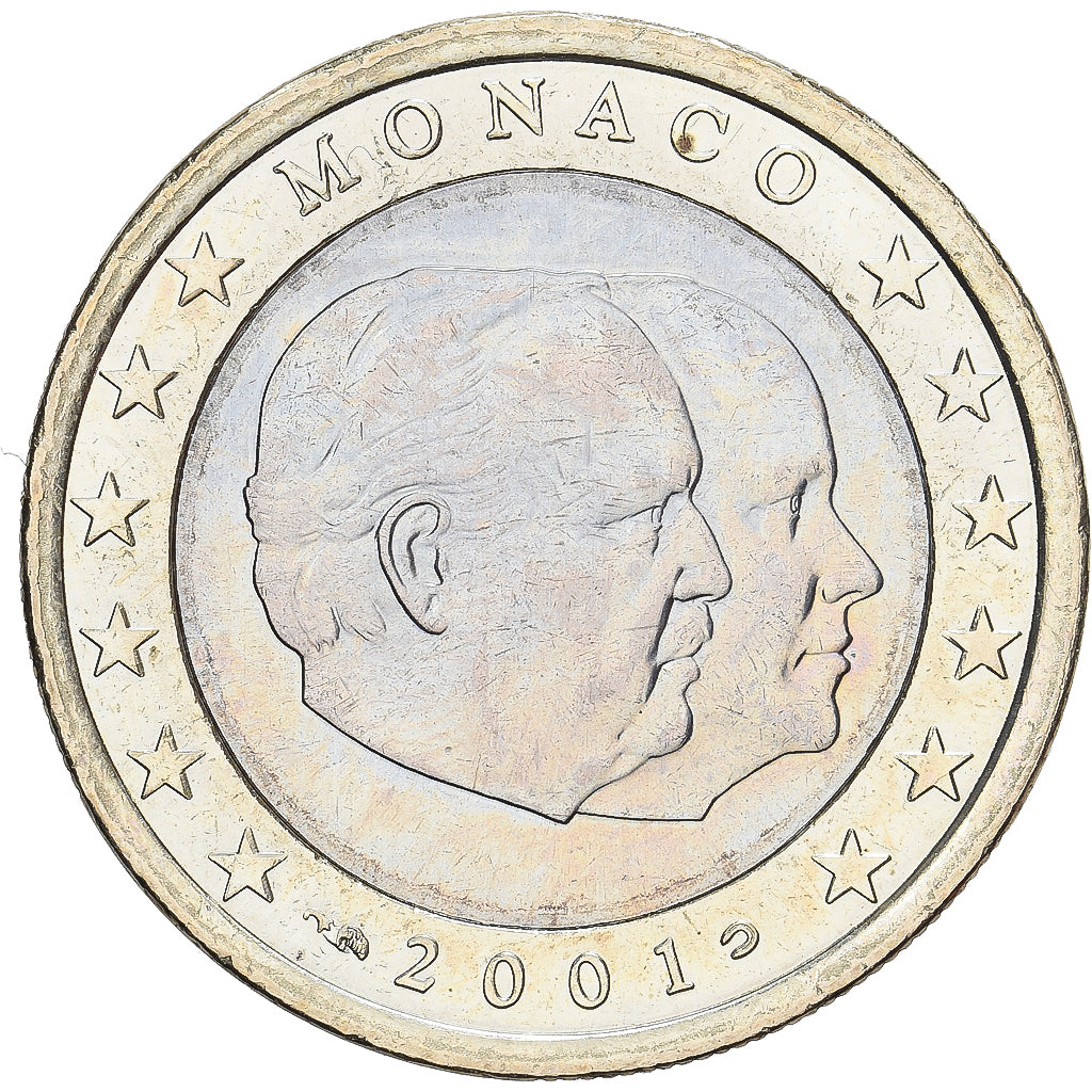 Mónaco, Rainier III & Albert, 1 Euro, 2001, MDP, Bimetálico, SC, KM:173