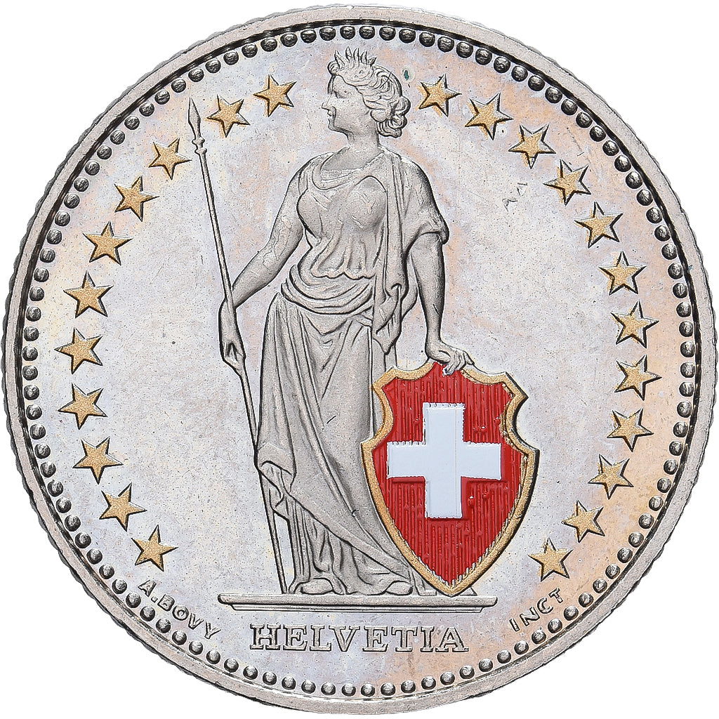 Suiza, 1 Franc, Helvetia, 2001, Berne, Colourized, Cupronickel, SC, KM:24a.3
