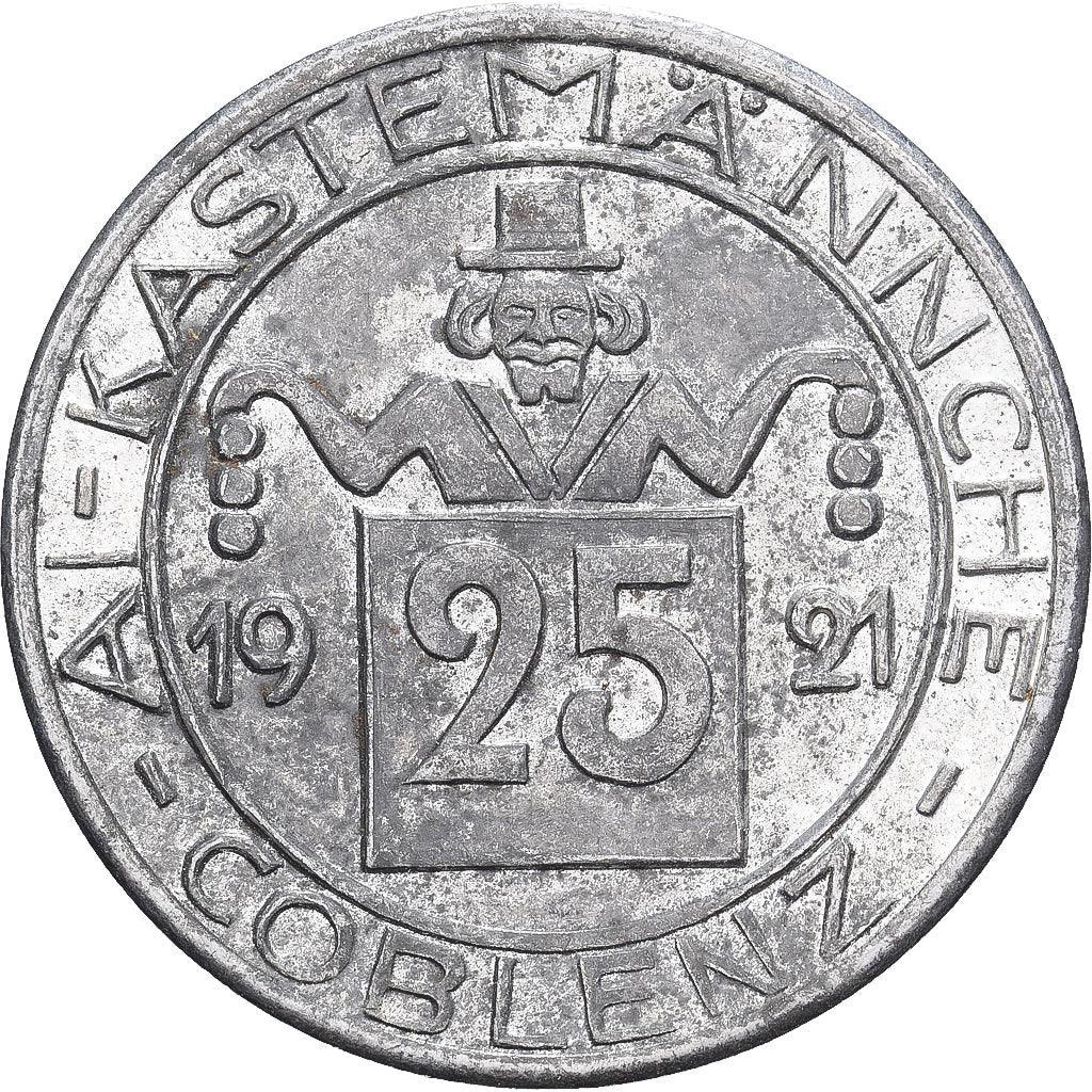 Allemagne, Stadt Coblenz, 25 Pfennig, 1921, SUP, Fer