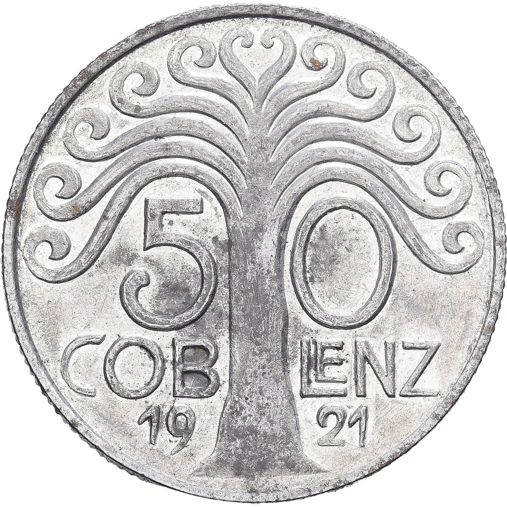 Allemagne, Stadt Coblenz, 50 Pfennig, 1921, SUP, Iron