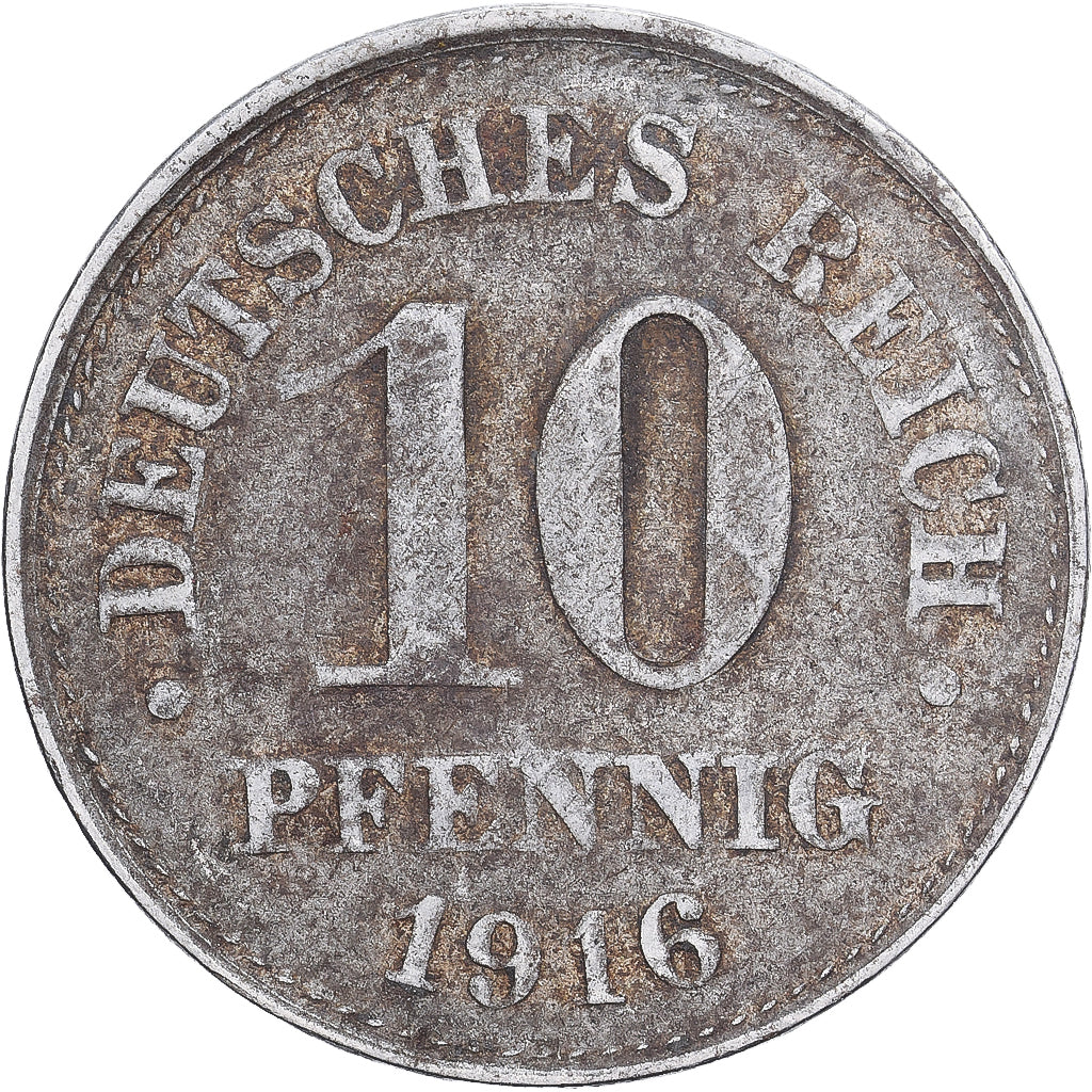 Allemagne, Guillaume II, 10 Pfennig, 1916, Fer plaqué Zinc, TTB, KM:20
