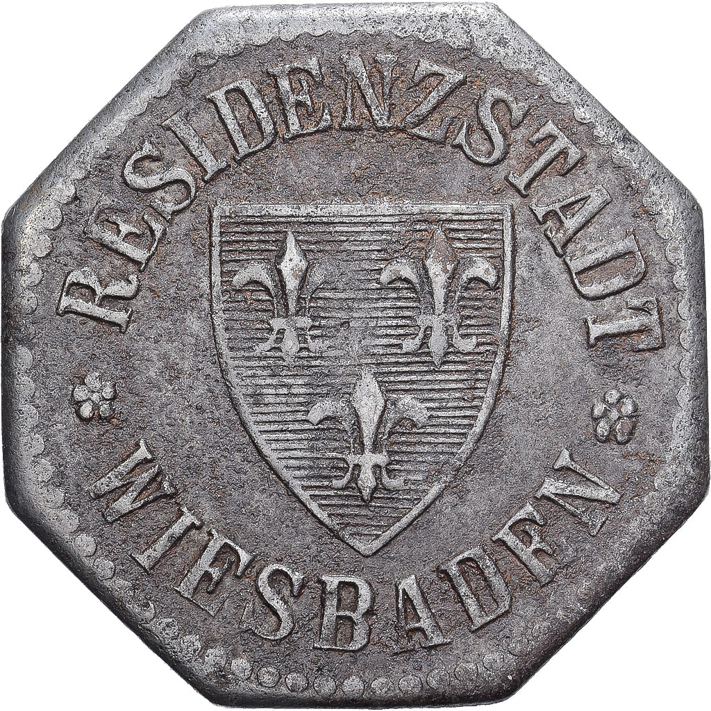 Allemagne, Stadt Wiesbaden, 10 Pfennig, 1917, TTB, Fer