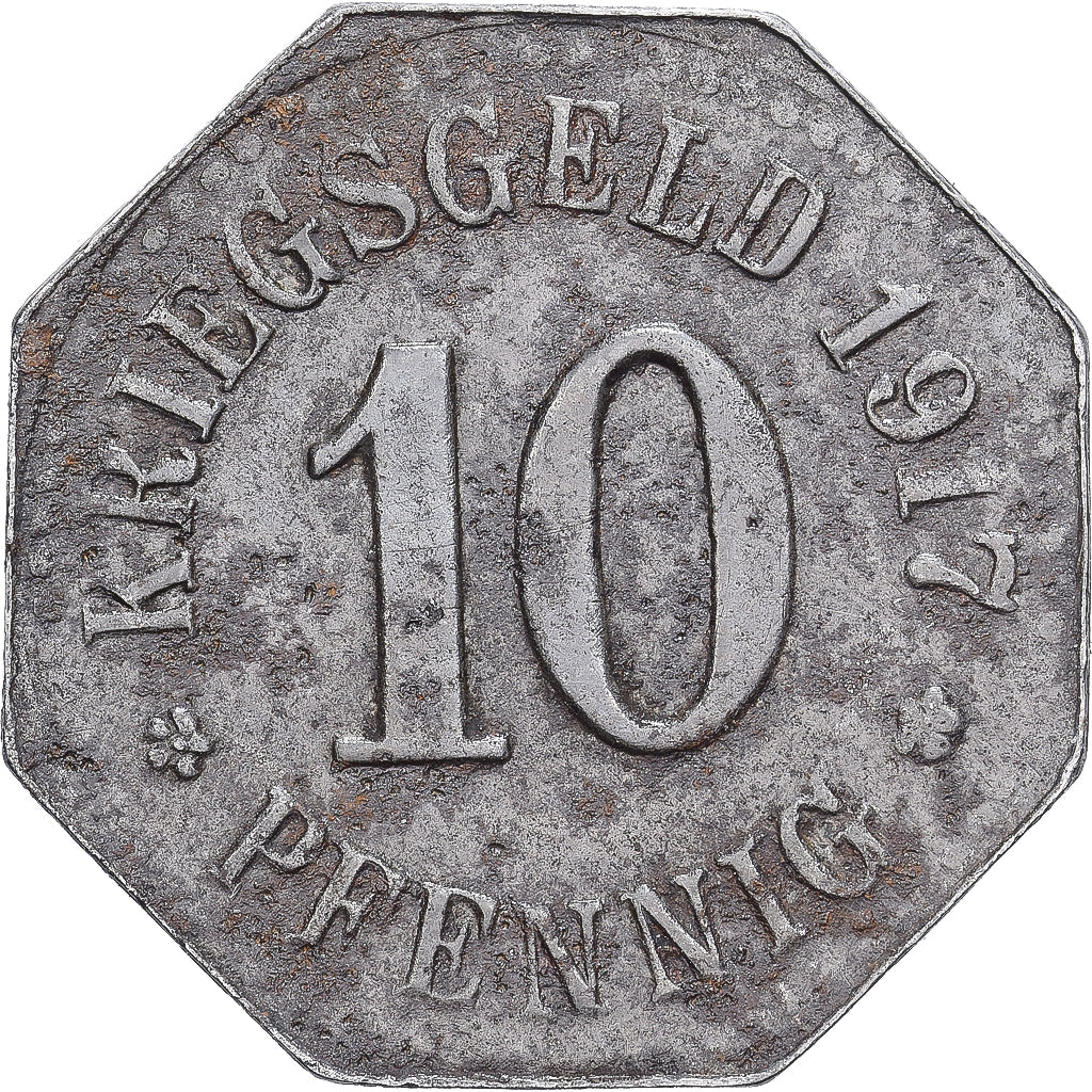 Allemagne, Stadt Wiesbaden, 10 Pfennig, 1917, TTB, Fer