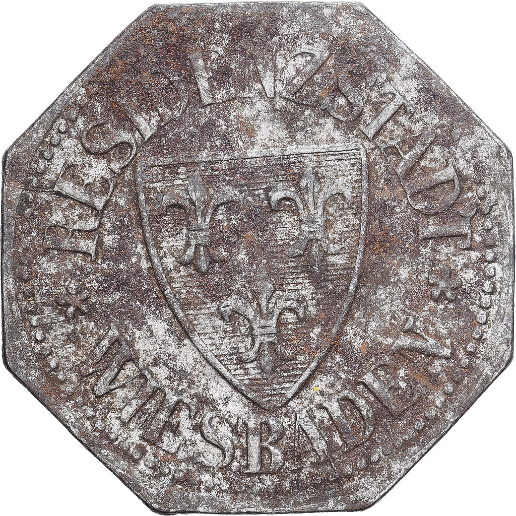 Allemagne, Stadt Wiesbaden, 10 Pfennig, 1917, TB, Fer
