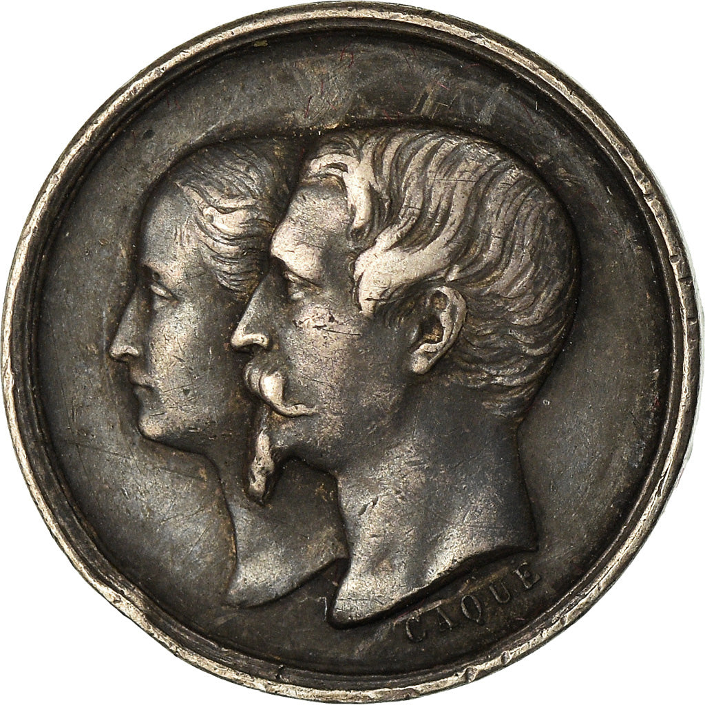 France, Medal, Naissance de Napoléon IV, Quinaire, 1856, AU(55-58), Silver