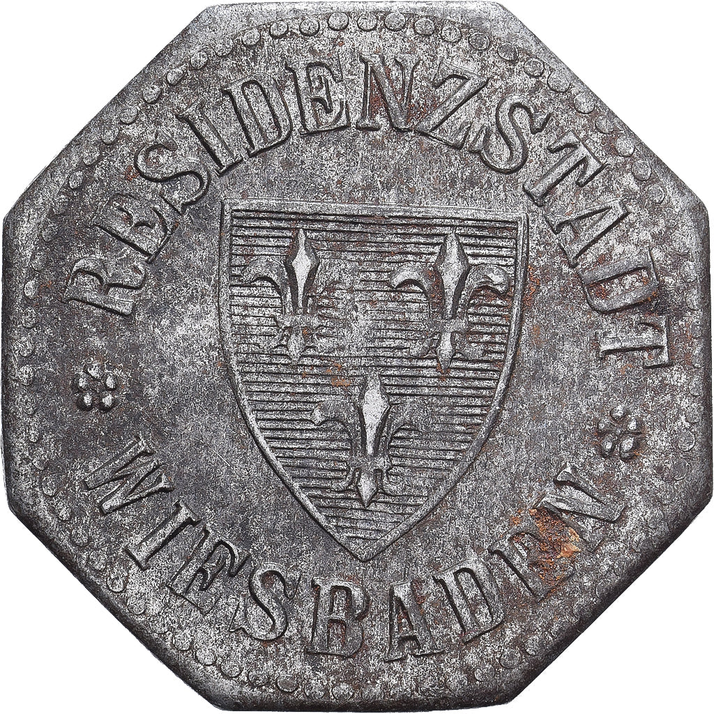 Allemagne, Stadt Wiesbaden, 10 Pfennig, 1917, TTB+, Fer