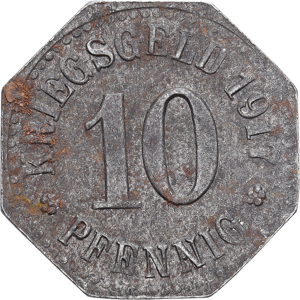 Allemagne, Stadt Wiesbaden, 10 Pfennig, 1917, TTB+, Fer
