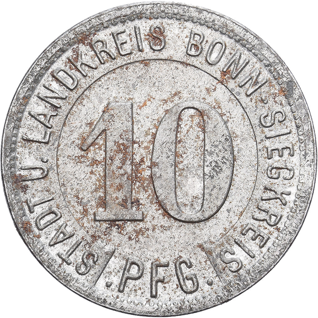 Allemagne, Bonn-Siegkreis, 10 Pfennig, 1919, TTB+, Iron