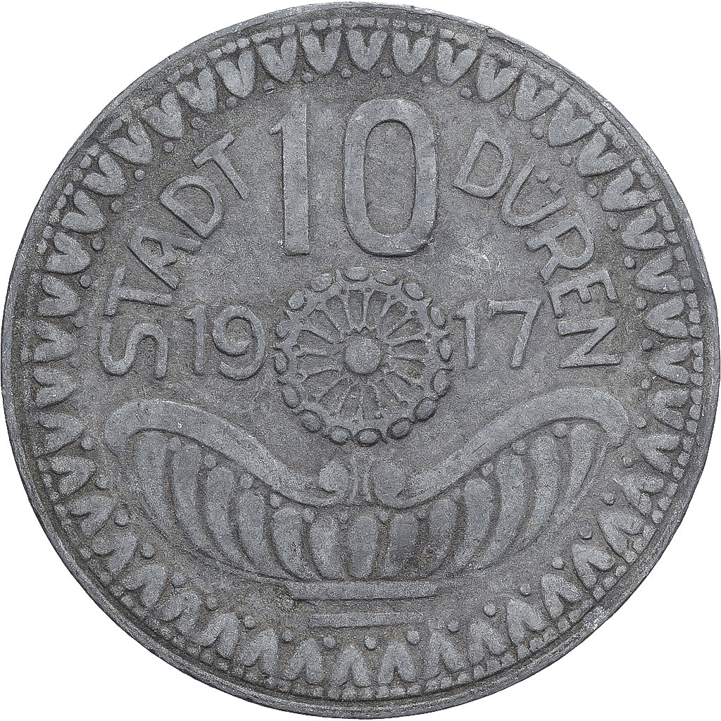 Allemagne, Stadt Düren, 10 Pfennig, 1917, TTB+, Zinc