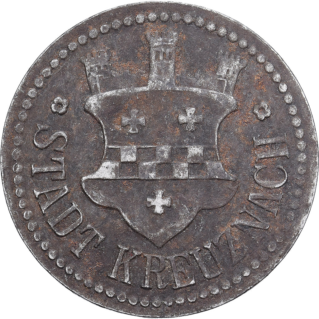 Allemagne, Stadt Kreuznach, 10 Pfennig, TB, Fer