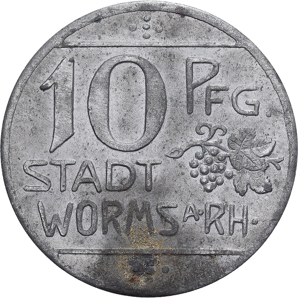 Allemagne, Stadt Worms, 10 Pfennig, 1918, TTB, Iron