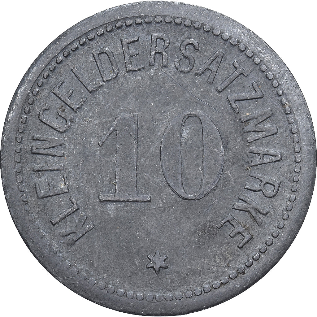 Allemagne, Stadt Darmstadt, 10 Pfennig, 1917, TB, Zinc