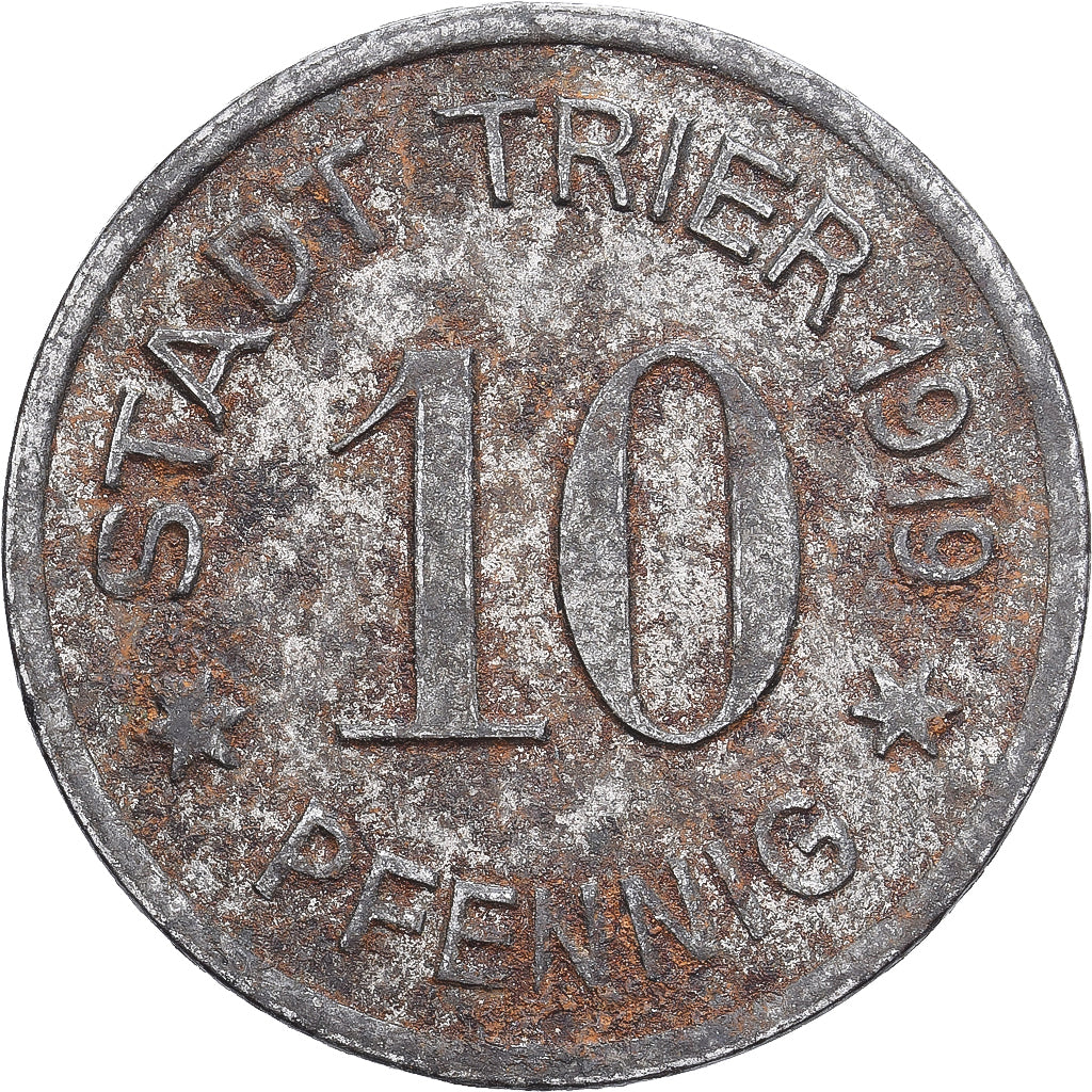 Allemagne, Stadt Trier, 10 Pfennig, 1919, TTB, Iron