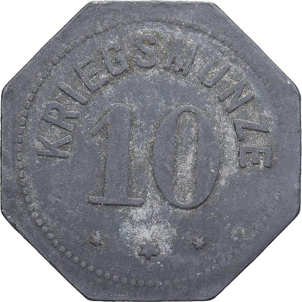 Allemagne, Stadt Alzey, 10 Pfennig, 1917, TB+, Zinc