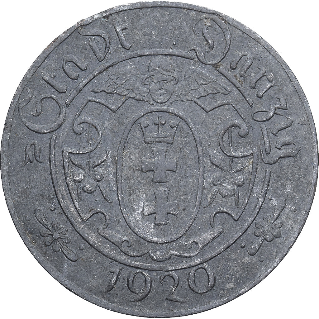 Germany, Stadt Danzig, 10 Pfennig, 1920, VF(30-35), Zinc