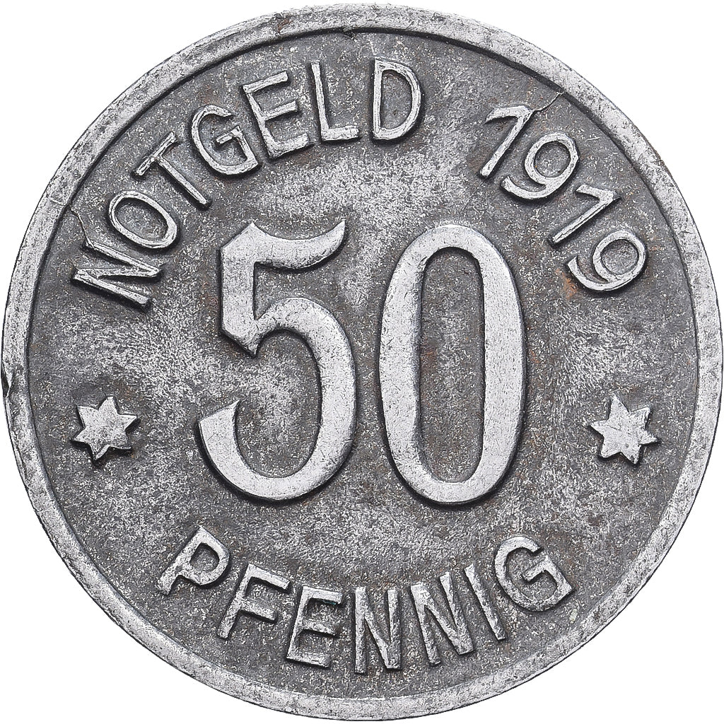 Allemagne, Stadt Bingen am Rhein, 50 Pfennig, 1919, SUP, Fer
