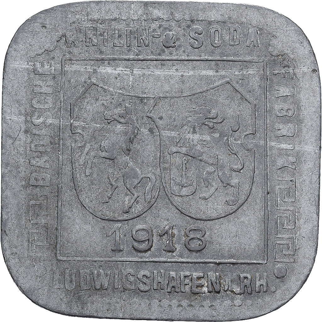 Germany, Stadt Ludwigshafen am Rhein, 50 Pfennig, 1918, EF(40-45), Zinc