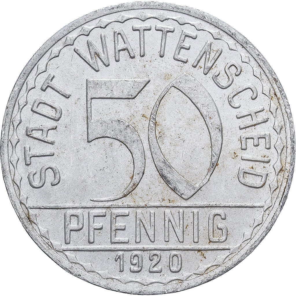 Allemagne, Stadt Wattenscheid, 50 Pfennig, 1920, TTB, Aluminium