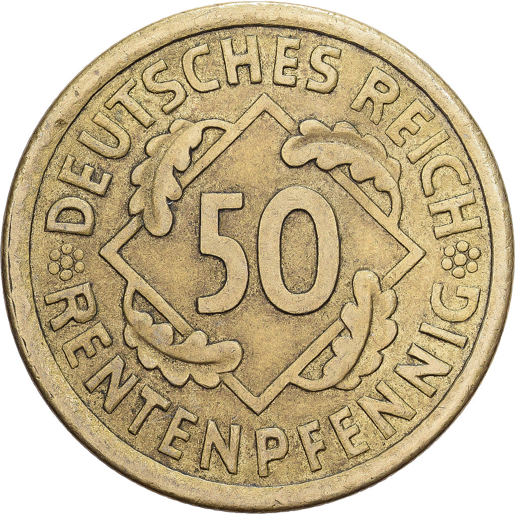 Alemanha, 50 Rentenpfennig, 1924, Berlin, Bronze-Alumínio, AU(50-53), KM:34
