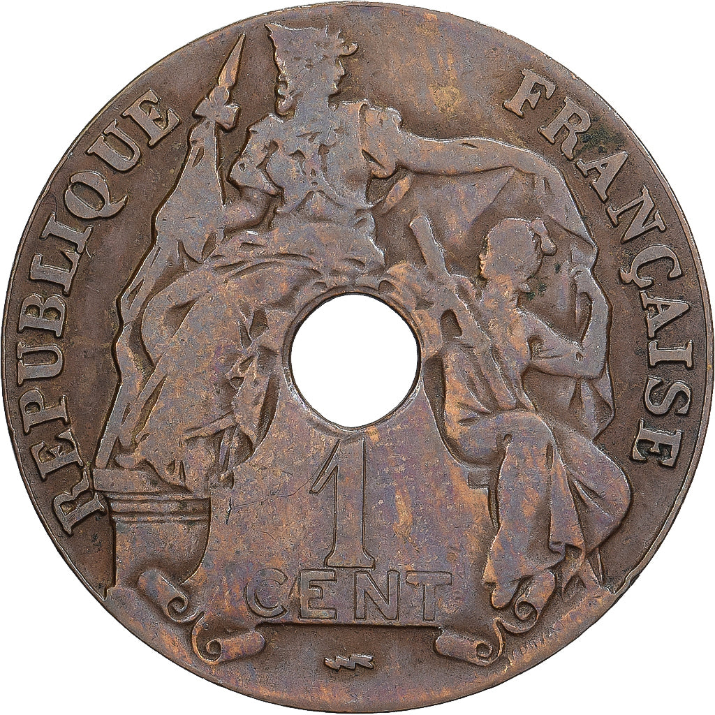 Indochina Francesa, 1 Centième, 1923, Poissy, Bronce, MBC, KM:12
