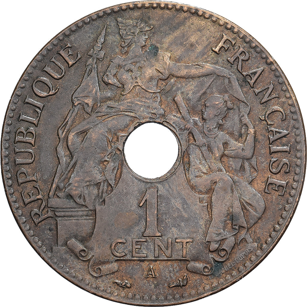 French Indochina, 1 Centième, 1897, Paris, Bronze, SS+, KM:8