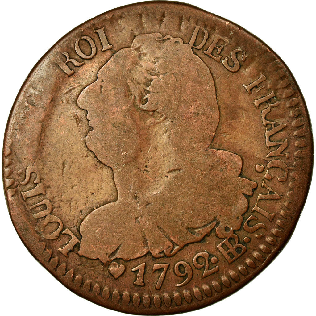Coin, France, 6 deniers français, 6 Deniers, 1792, Strasbourg, F(12-15)