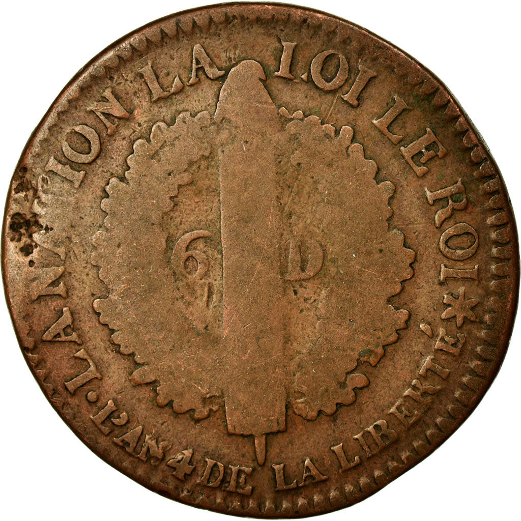 Coin, France, 6 deniers français, 6 Deniers, 1792, Strasbourg, F(12-15)