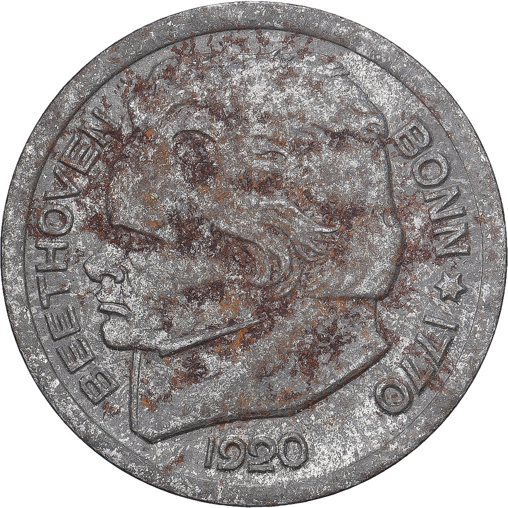 Allemagne, Stadt Bonn, 25 Pfennig, 1920, Beethoven, SUP, Fer