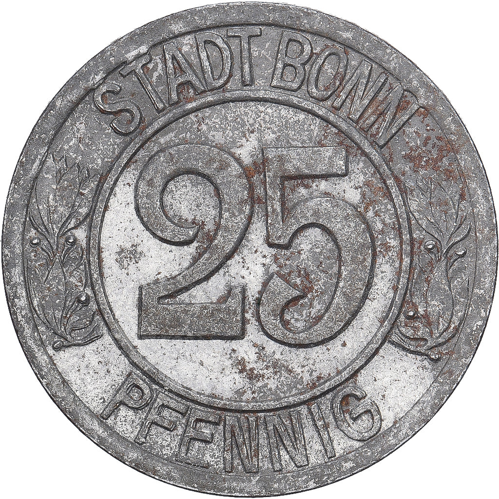 Allemagne, Stadt Bonn, 25 Pfennig, 1920, Beethoven, SUP, Fer