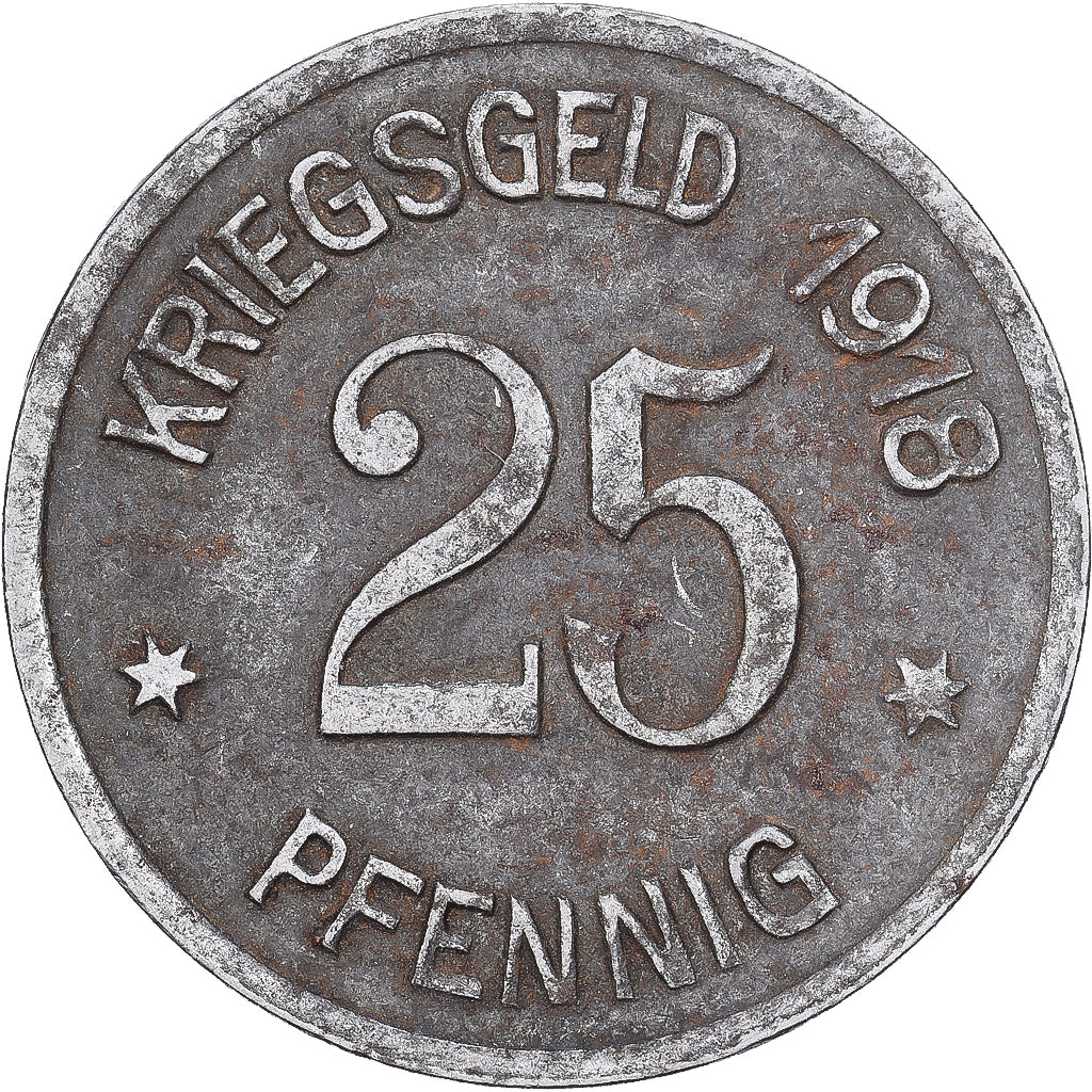 Allemagne, Stadt Coblenz, 25 Pfennig, 1918, SUP, Fer
