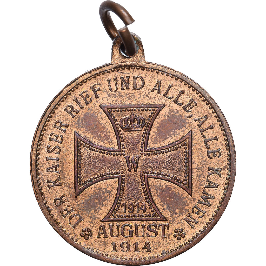 Allemagne, Médaille, Guillaume II, Mobilisation, 1914, Cuivre, SPL