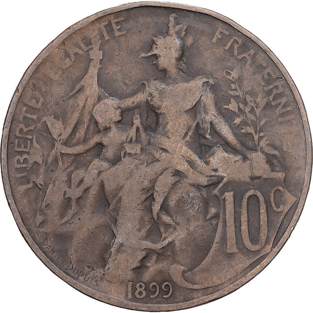 France, 10 Centimes, Dupuis, 1899, Paris, Bronze, VF(30-35), Gadoury:277