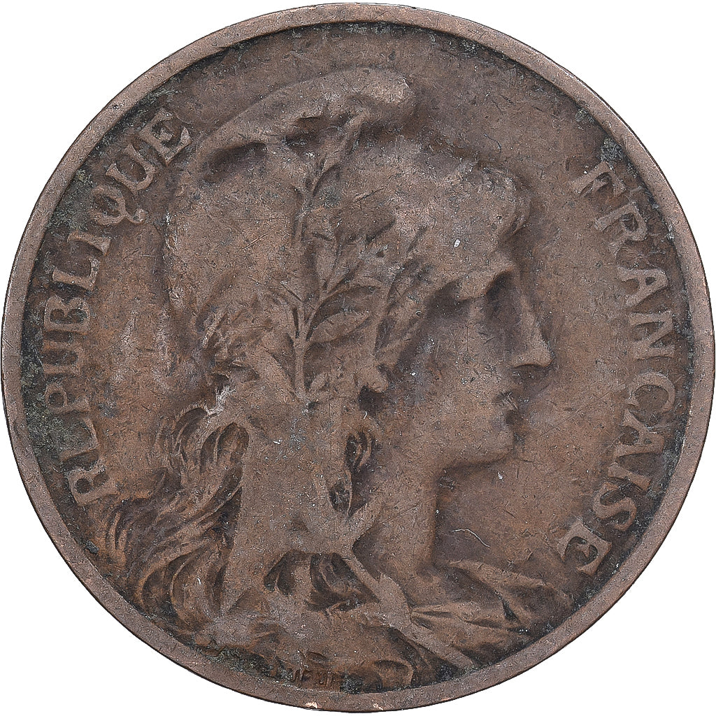 Francja, 5 Centimes, Daniel-Dupuis, 1907, Paris, Brązowy, VF(30-35)