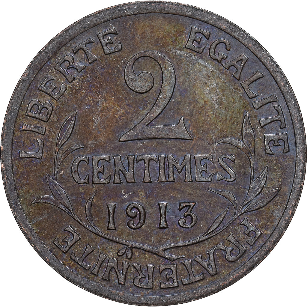 Frankreich, 2 Centimes, Daniel-Dupuis, 1913, Paris, Bronze, UNZ, Gadoury:107