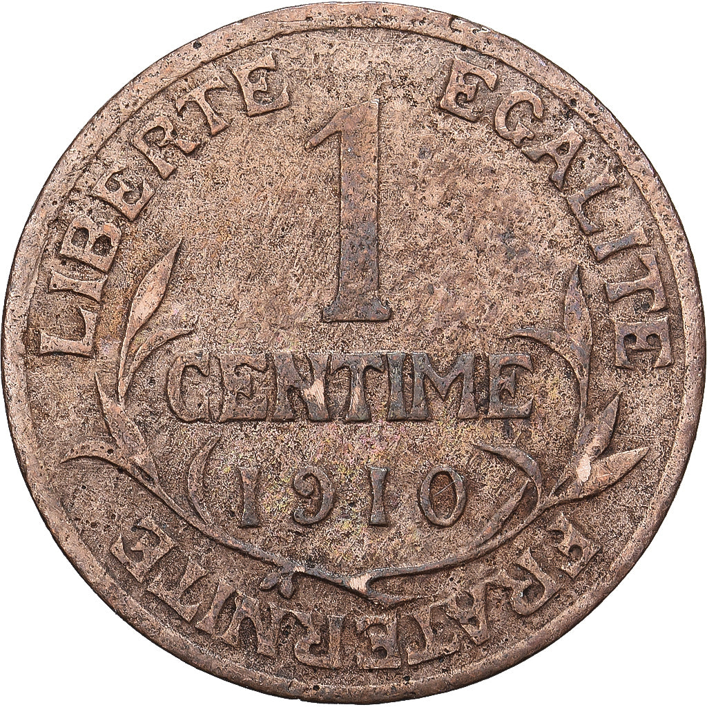 France, 1 Centime, Daniel-Dupuis, 1910, Paris, Bronze, VF(30-35), Gadoury:90