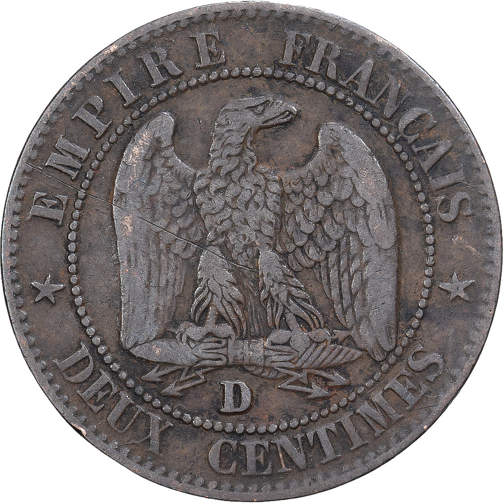 France, Napoleon III, 2 Centimes, 1857, Lyon, Bronze, EF(40-45), Gadoury:103
