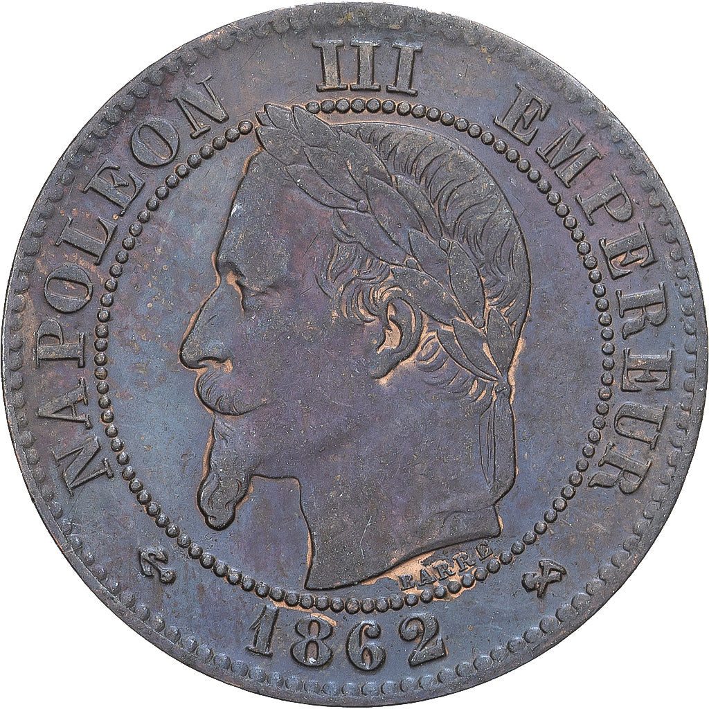 Francja, Napoleon III, 2 Centimes, 1862, Bordeaux, Brązowy, EF(40-45)