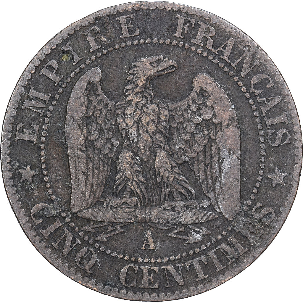 France, Napoléon III, 5 Centimes, 1855, Paris, Bronze, TB, Gadoury:152