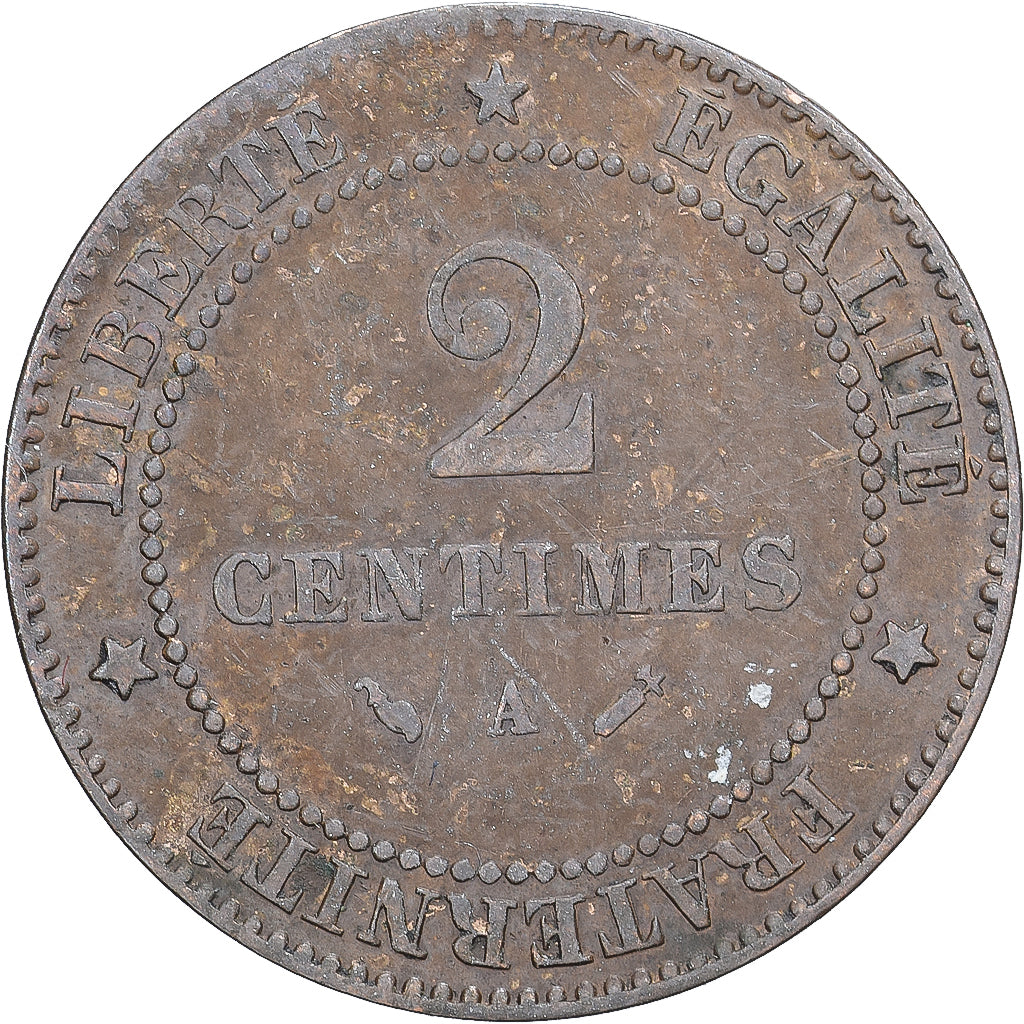 Francja, 2 Centimes, Cérès, 1886, Paris, Brązowy, EF(40-45), Gadoury:105