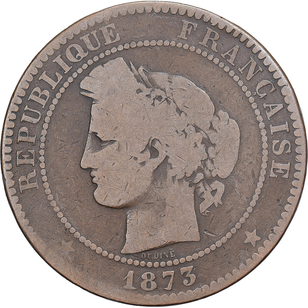 France, 10 Centimes, Cérès, 1873, Paris, Bronze, TB, Gadoury:265a